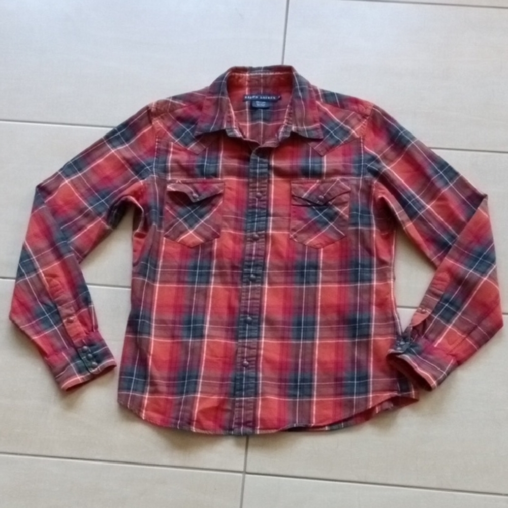 Ralph Lauren Kids Plaid Button Down Shirt - Red and Blue